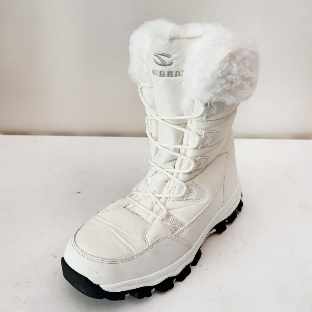 Hobibear Pioneer Trail Winter Snow Boots Womens 10 White Faux Fur Quilted